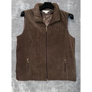 Allison Daley Vest Womens 16 Brown Full Zip Pockets Polyester Blend Fall